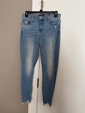 Lucky Brand Light Blue Skinny Jeans with Frayed Hem Ava Crop